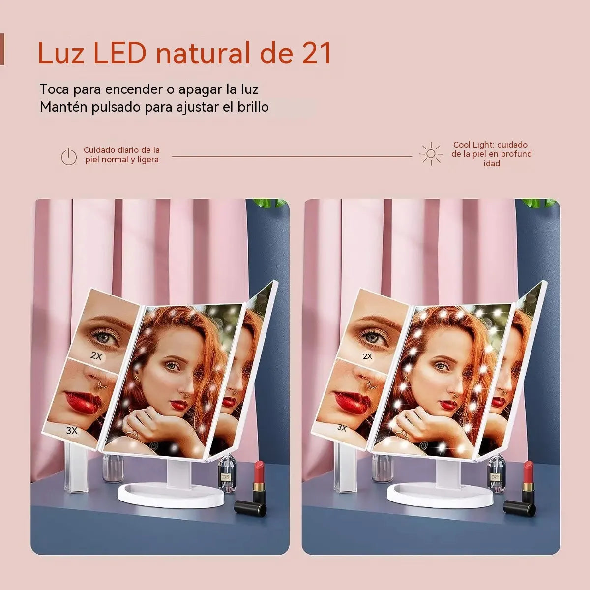 ESPEJO TIPO LIBRO LED